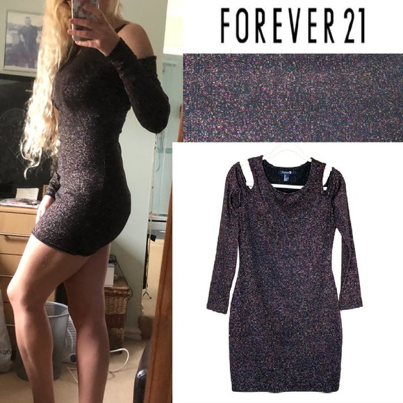 Forever 21 Dresses & Skirts - NWOT💕 Forever 21 Cold Shoulder Sparkle Mini Dress